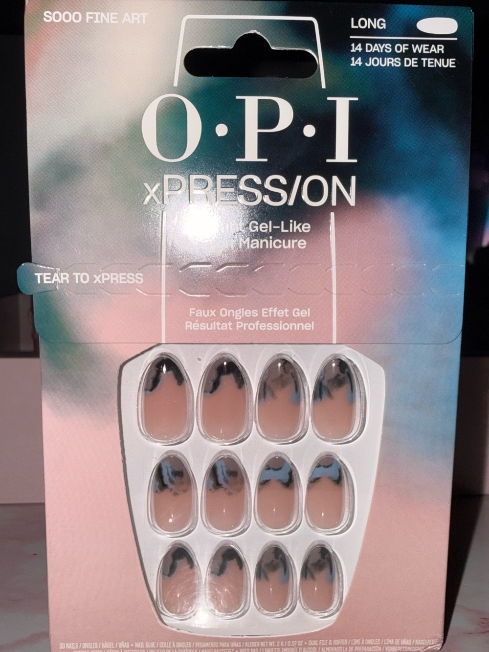 OPI xPRESS/ON Nude Press-On Nails with Black Tips “So Fine Art”